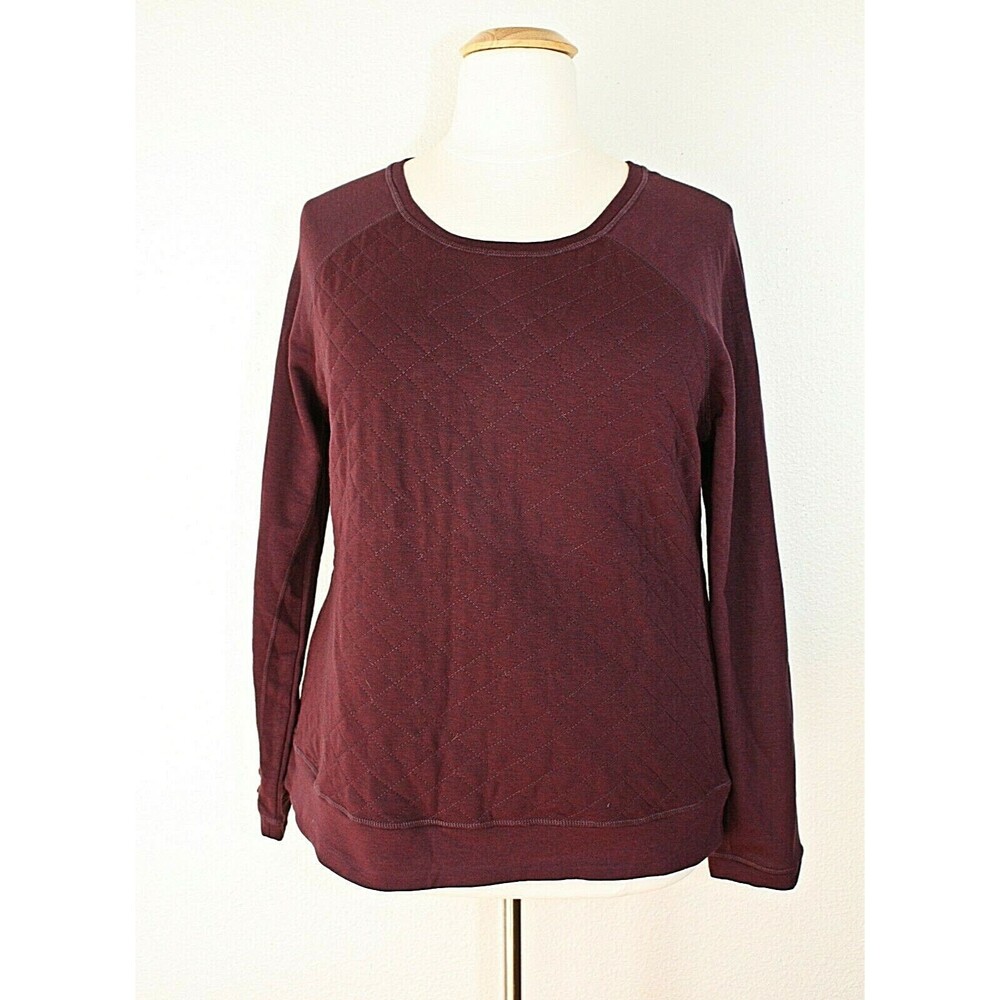 NWT 32 DEGREES HEAT Knit Top Pullover Plus Sz. XXL Quilted Front Burgundy #04